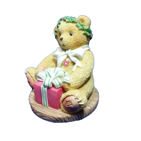 Cherished Teddies 475602 Margy Im Wrapping Holiday Joy Bear Figurine 1998 Enesco - Picture 7 of 7
